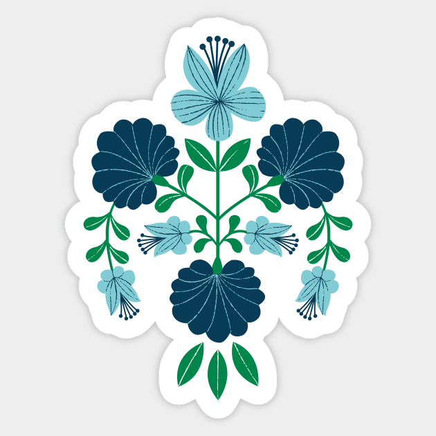 Floral Emblem blues Sticker by Maggiemagoo Designs